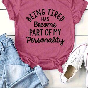 Women's Slogan Graphic Summer Crew-Neck T-Shirt Graphic Tees Women Tops